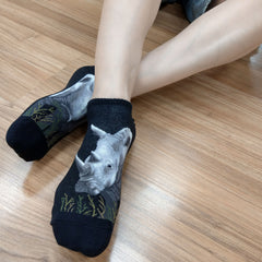 Wild Life Ankles White Rhinoceros Socks