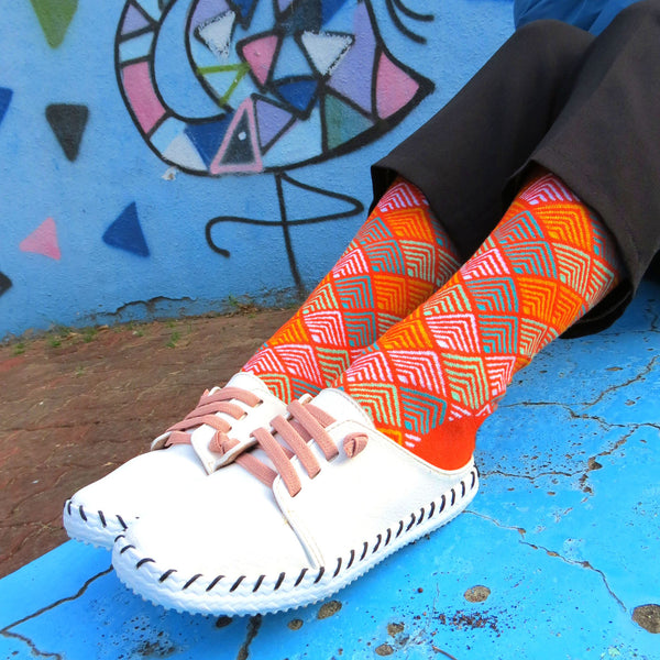 Chaossocks Art Deco Chevron Orange