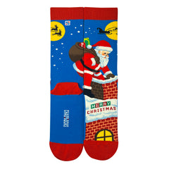 Chaossocks Santa Claus climbing down chimney