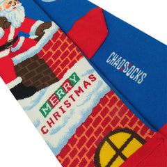 Chaossocks Santa Claus climbing down chimney