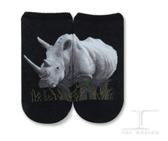 Wild Life Ankles White Rhinoceros Socks