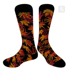 Chaossocks - Maple leaves and hemp Red